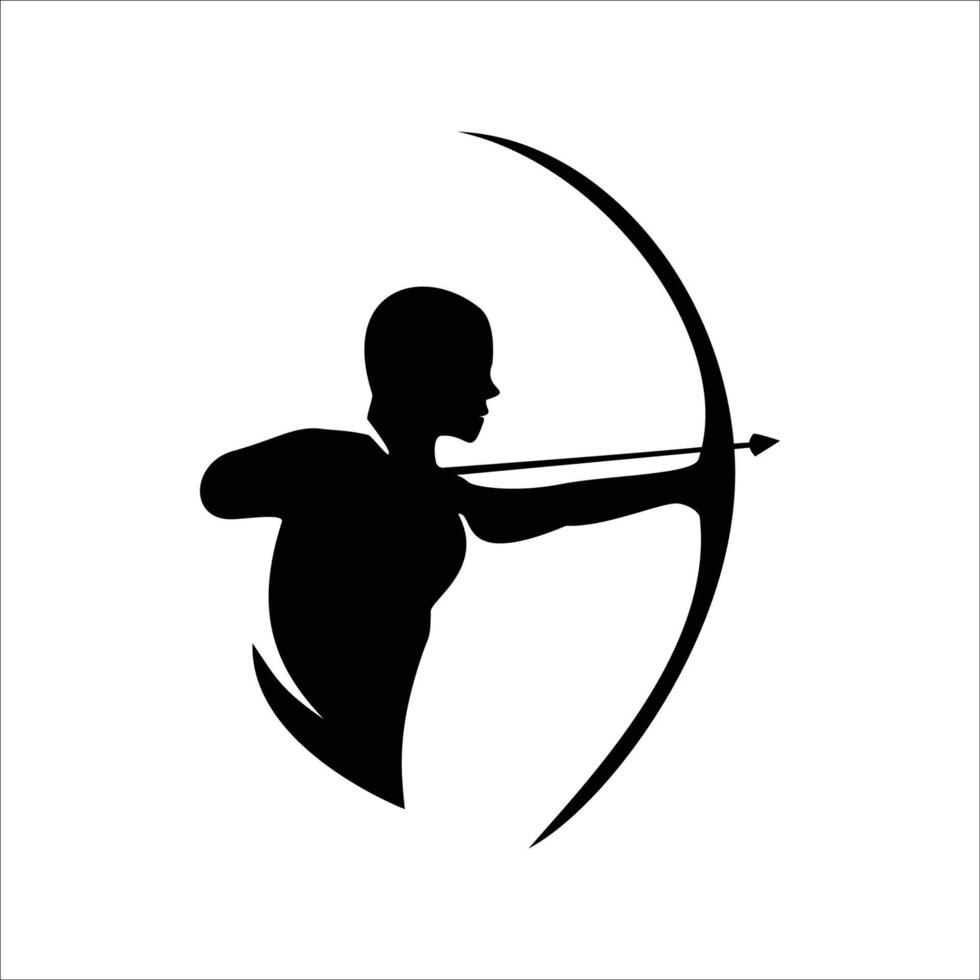 archer silhouette. bowman logo template. arrow sign and symbol. vector