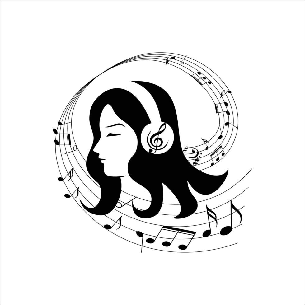 girl listen music.eps 10504449 Vector Art at Vecteezy