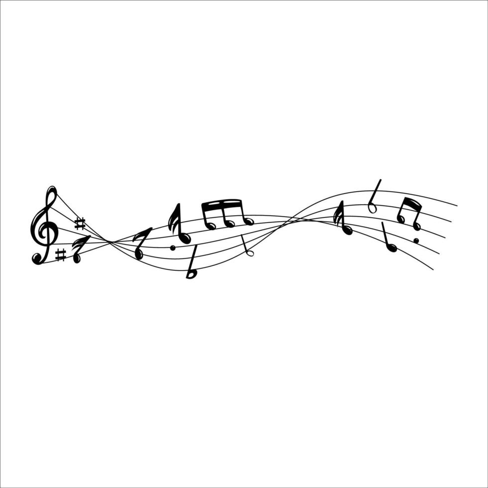 ilustración de vector de silueta de nota musical. ilustración vectorial musical.