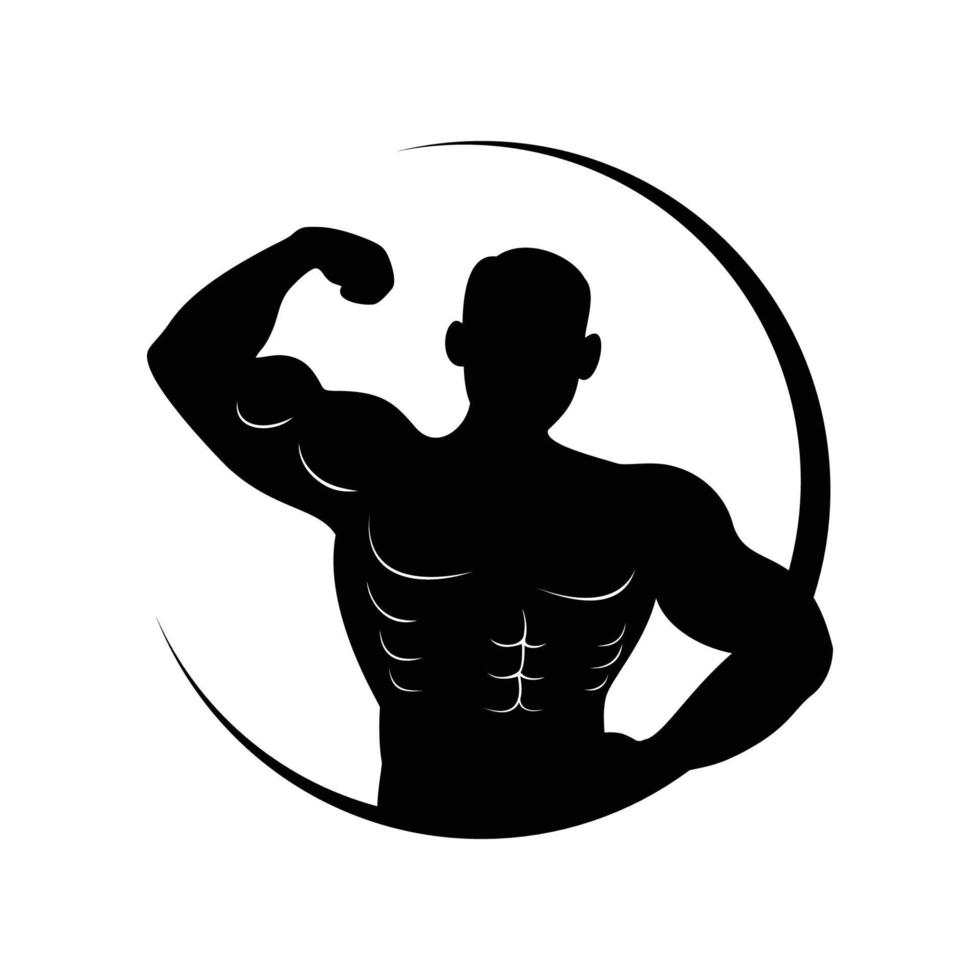 muscle man silhouette. gym icon vector illustration.