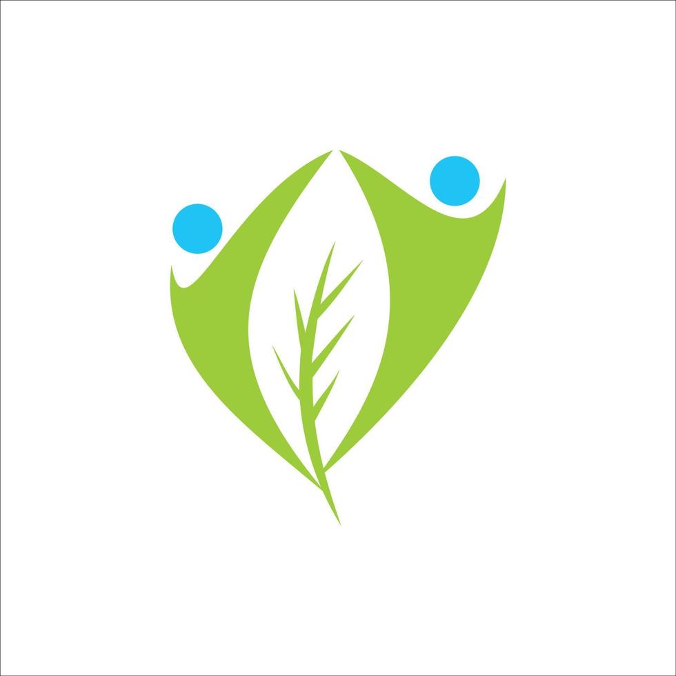 leaf people logo template. eco life sign and symbol. vector