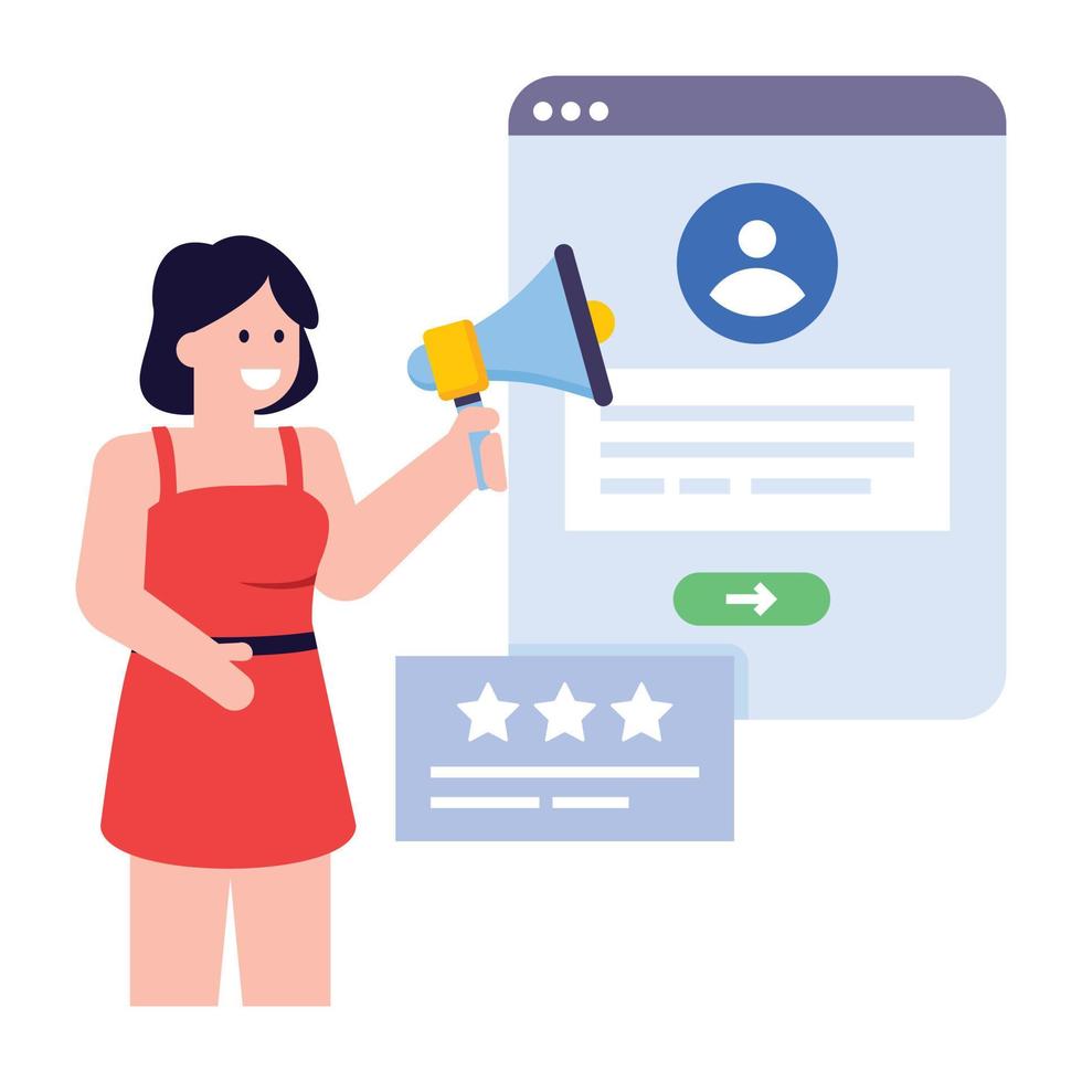 A trendy flat illustration of customer reviews vector