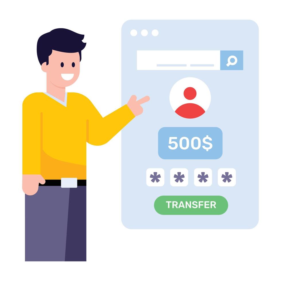 A flat modern illustration of mobile payment vector