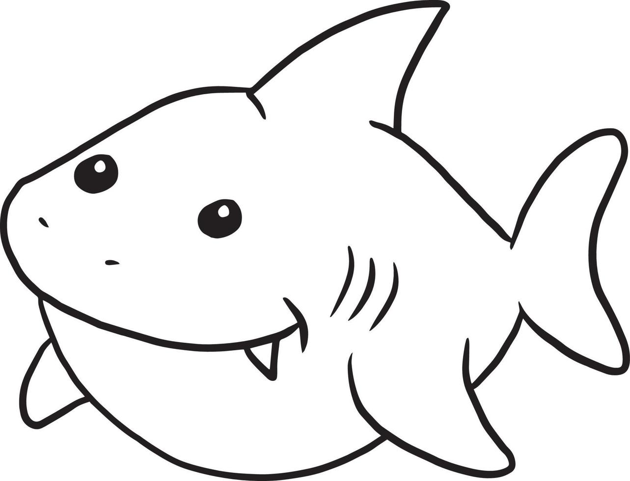 shark doodle cartoon kawaii anime cute coloring page vector