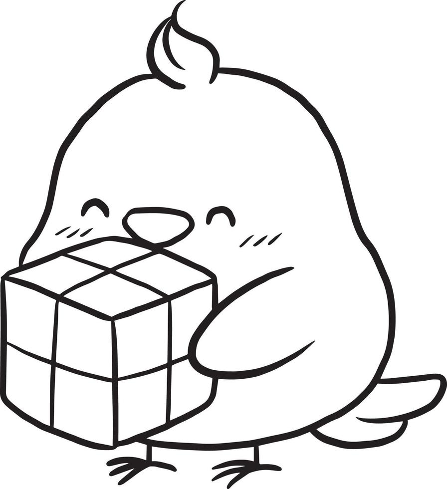 doodle cartoon chicken kawaii anime cute coloring page vector