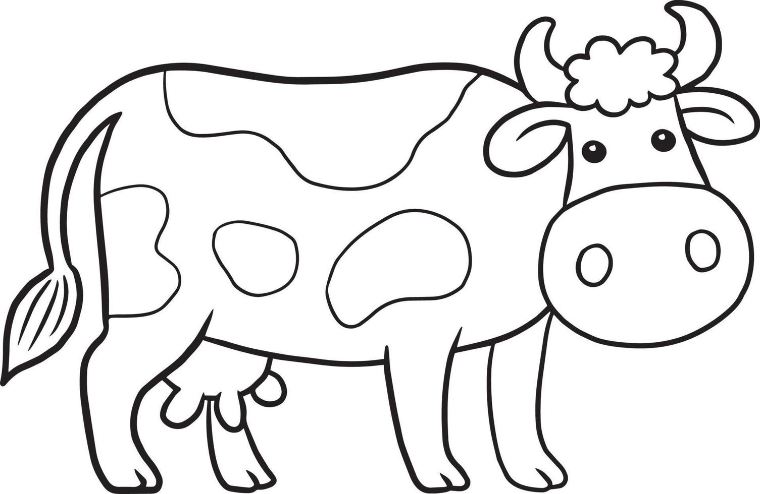 cow doodle cartoon kawaii anime cute coloring page vector
