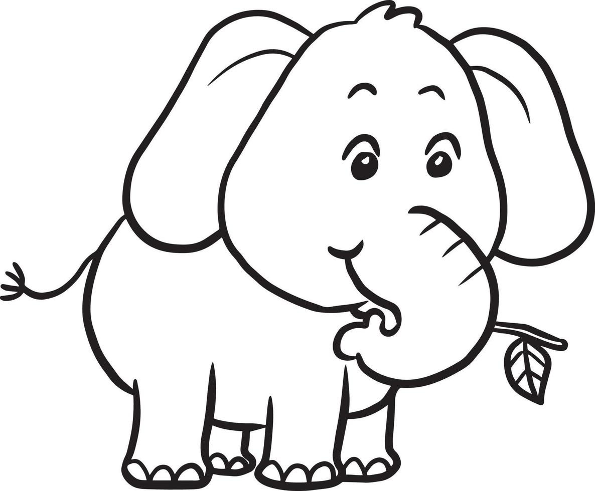 elephant animal cartoon doodle kawaii anime coloring page cute illustration clip art character vector