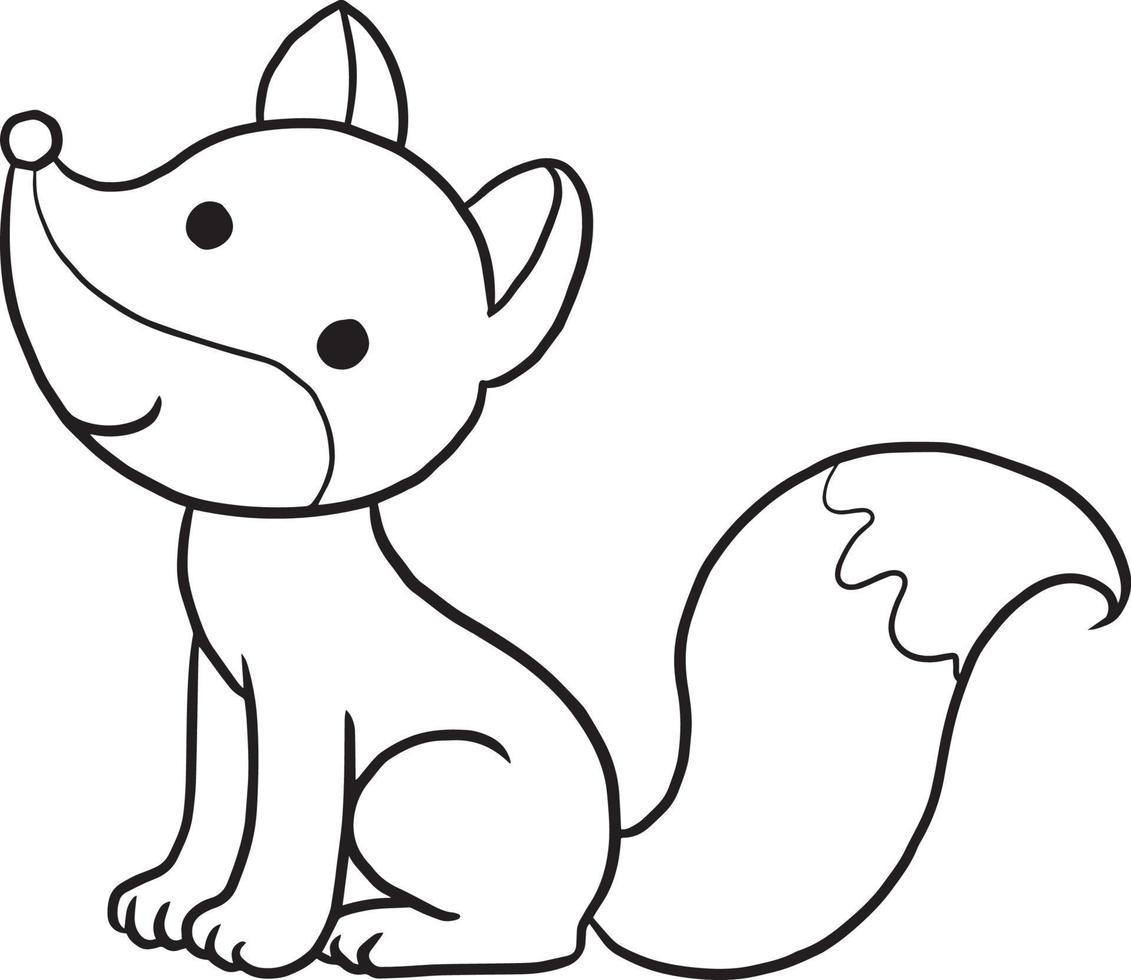 fox doodle cartoon kawaii anime cute coloring page vector