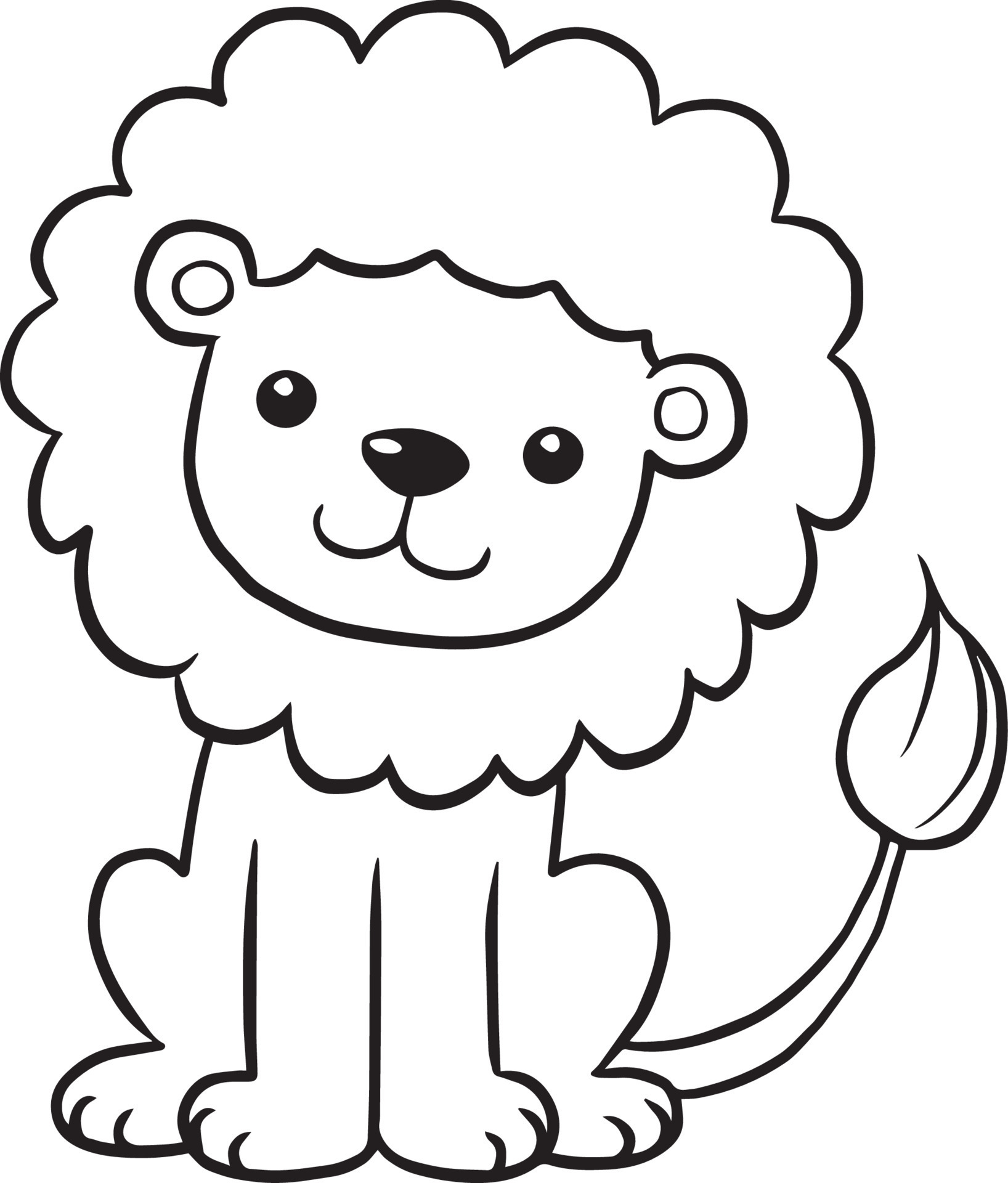 lion doodle cartoon kawaii anime cute coloring page 10504553 Vector Art at  Vecteezy