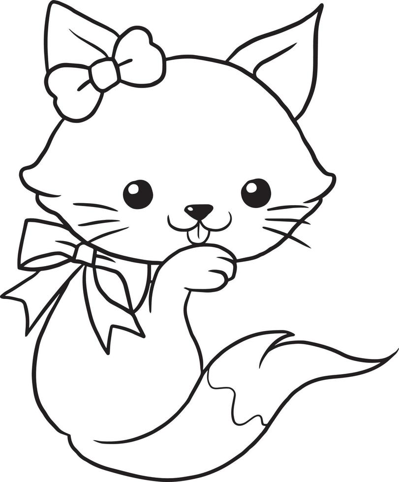 cat doodle cartoon kawaii anime cute coloring page vector