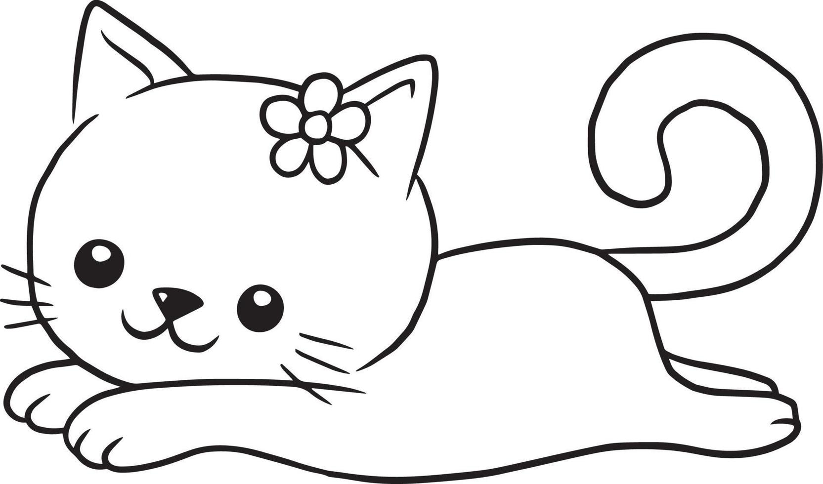 cat doodle cartoon kawaii anime cute coloring page vector