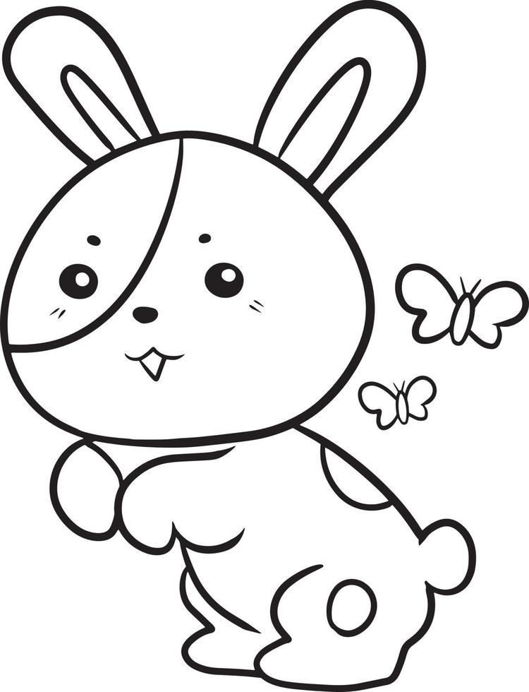  conejo doodle dibujos animados kawaii anime lindo página para colorear Vector en Vecteezy