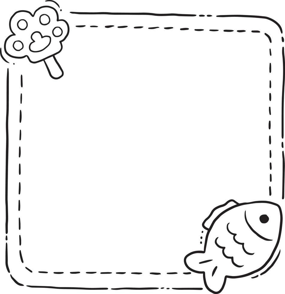 frame cartoon cute kawaii doodle coloring page drawing illustration clip art manga anime vector