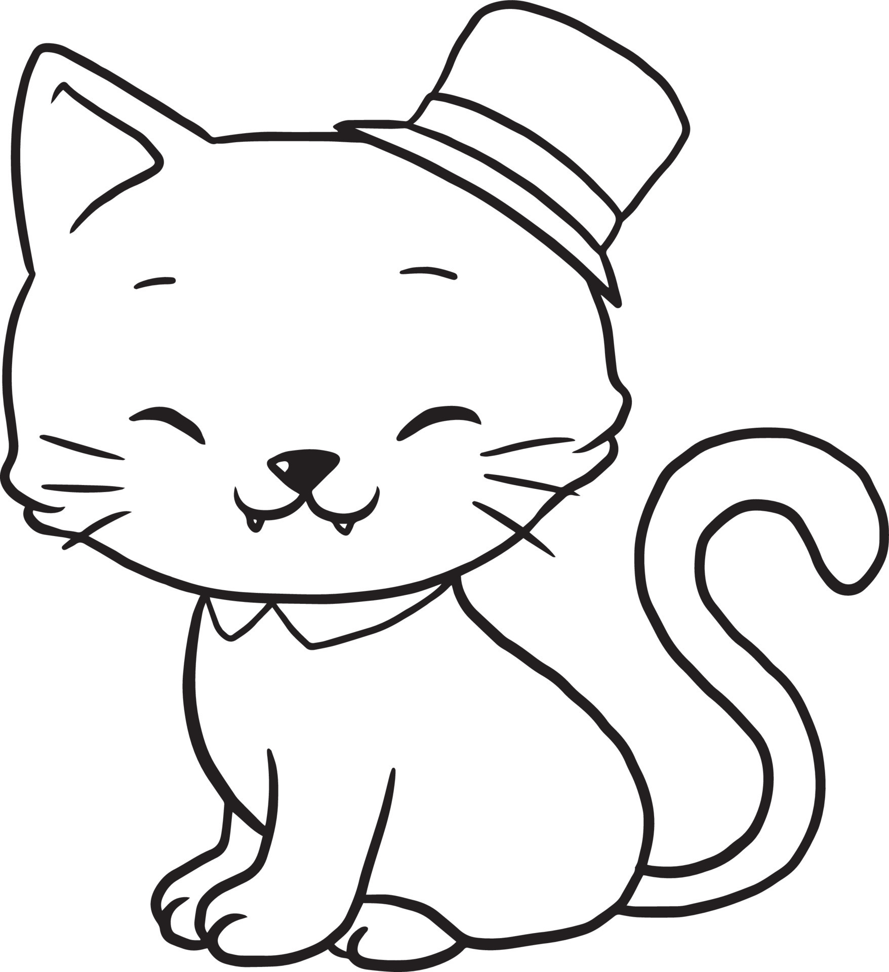 cat doodle cartoon kawaii anime cute coloring page 10504624 Vector Art at  Vecteezy