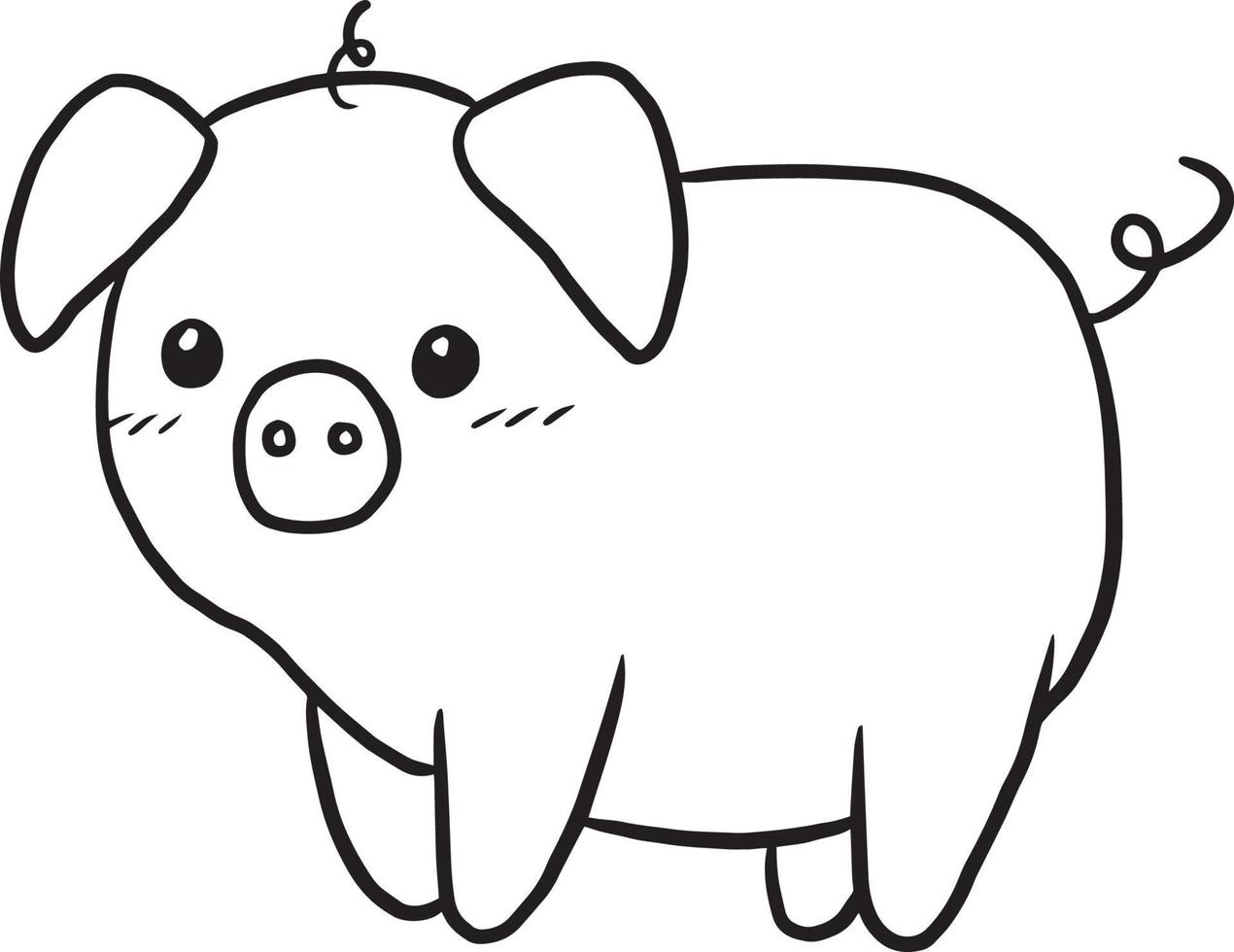 pig animal cartoon doodle kawaii anime coloring page cute illustration clip art character vector