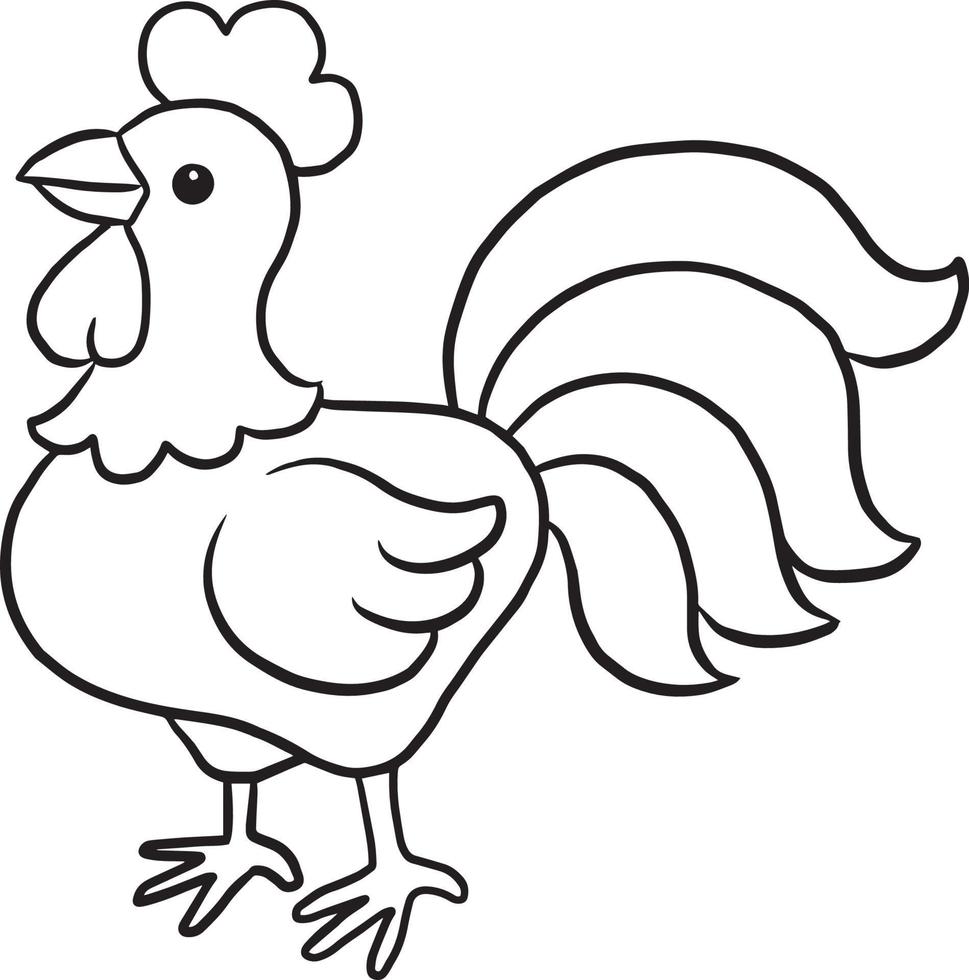 chicken doodle cartoon kawaii anime cute coloring page vector