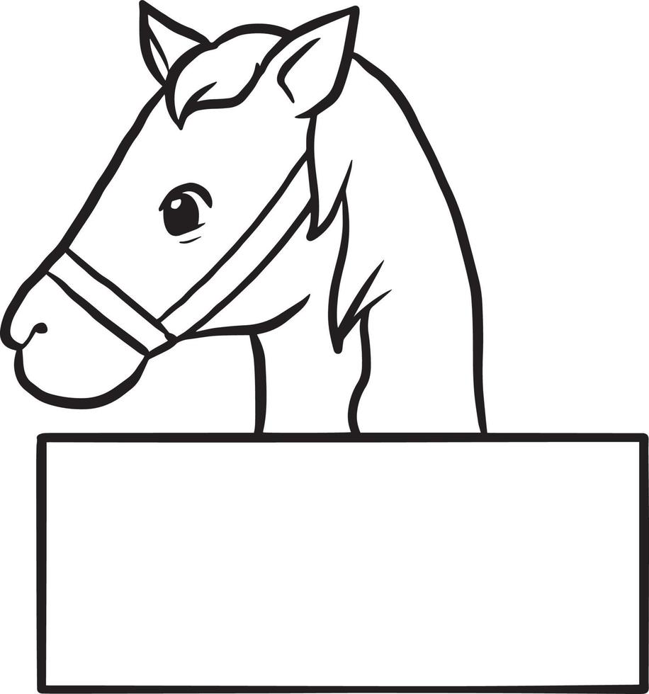 horse animal cartoon doodle kawaii anime coloring page cute illustration clip art character vector