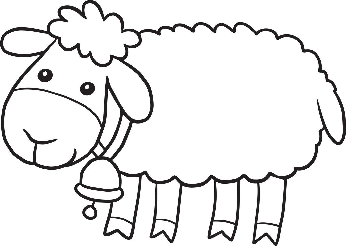 sheep doodle cartoon kawaii anime cute coloring page vector