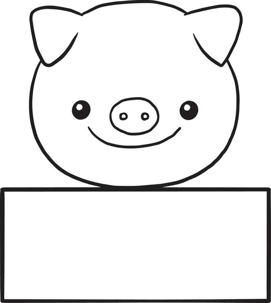 pig animal cartoon doodle kawaii anime coloring page cute illustration clip art character vector
