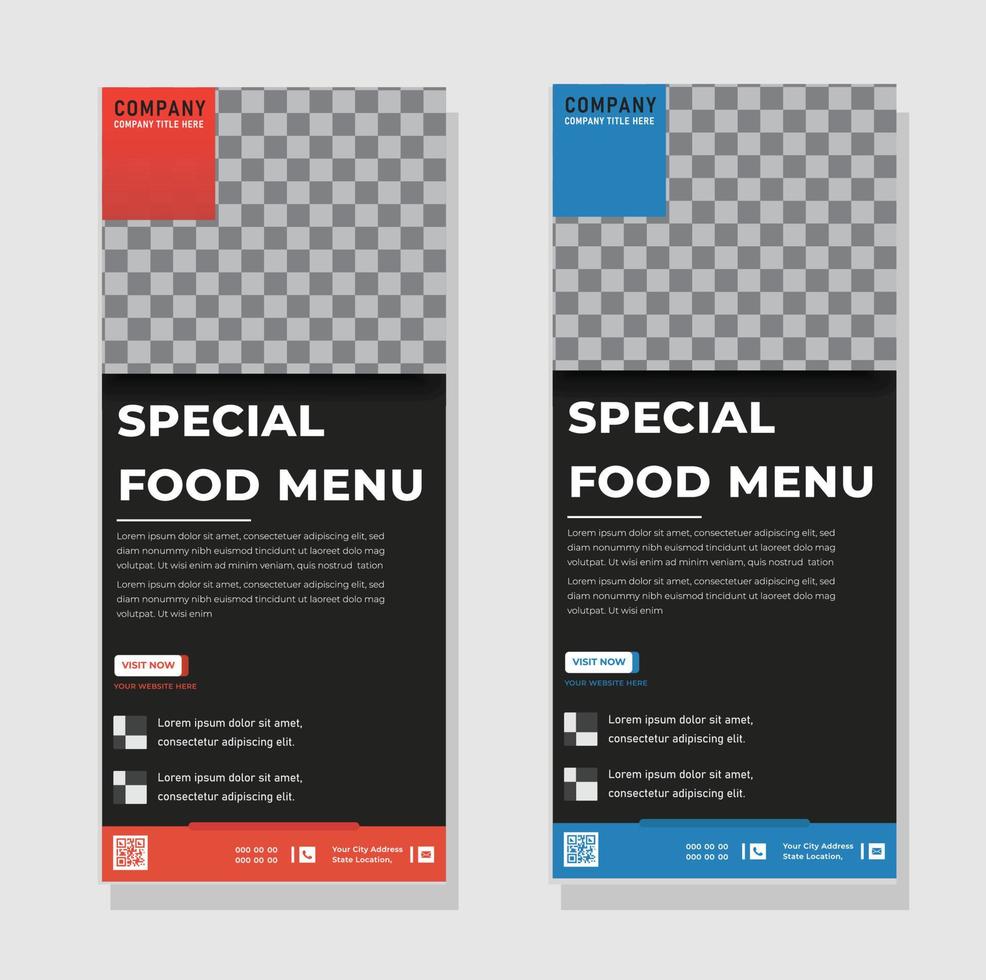 Roll up banner on background Food Restaurant vector