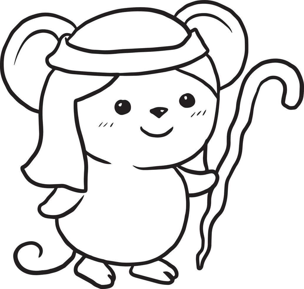 rat cartoon doodle kawaii anime cute coloring page vector