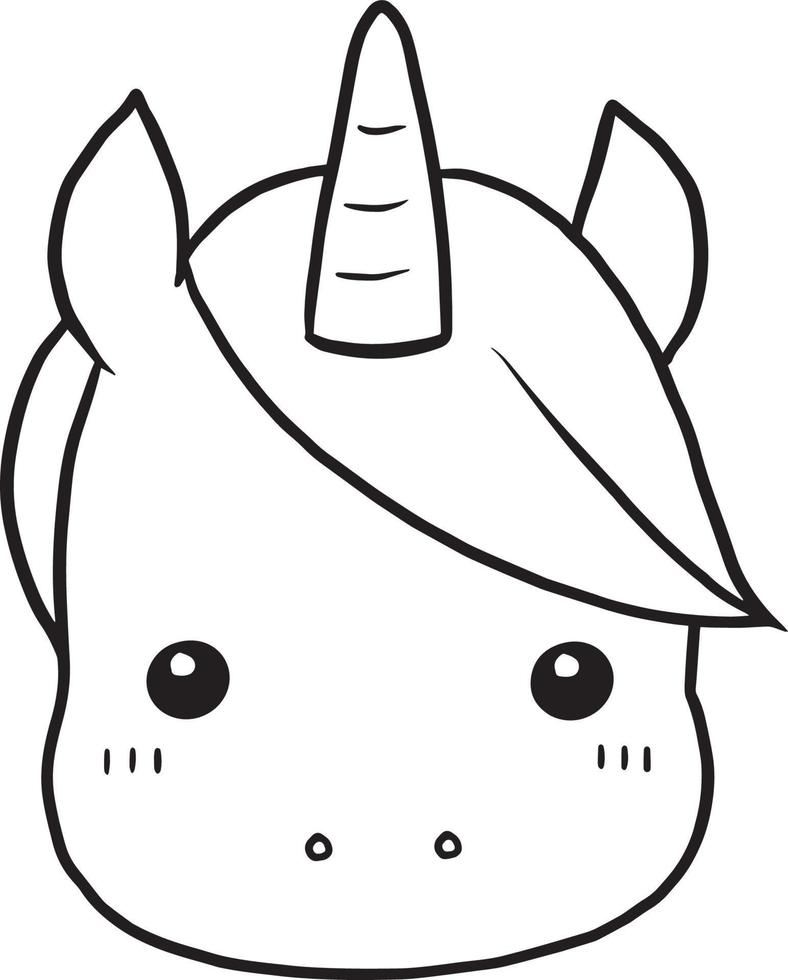 unicornio caballo garabato dibujos animados kawaii anime linda página para  colorear 10504663 Vector en Vecteezy