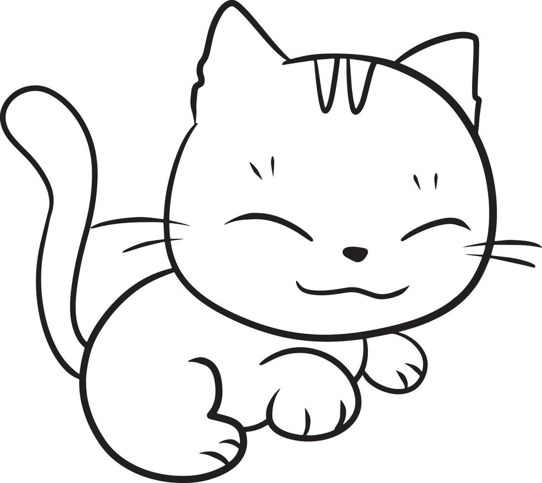 cat doodle cartoon kawaii anime cute coloring page vector