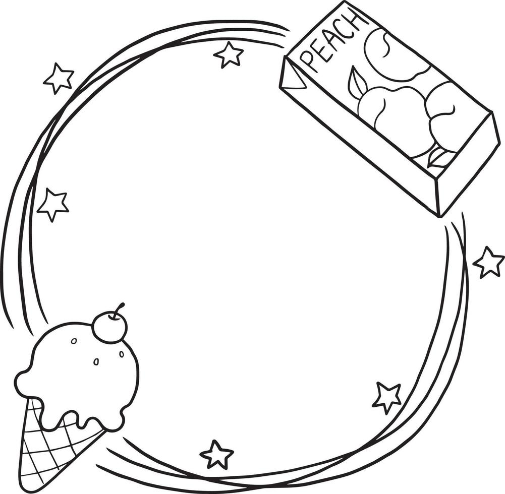 frame cartoon cute kawaii doodle coloring page drawing illustration clip art manga anime vector