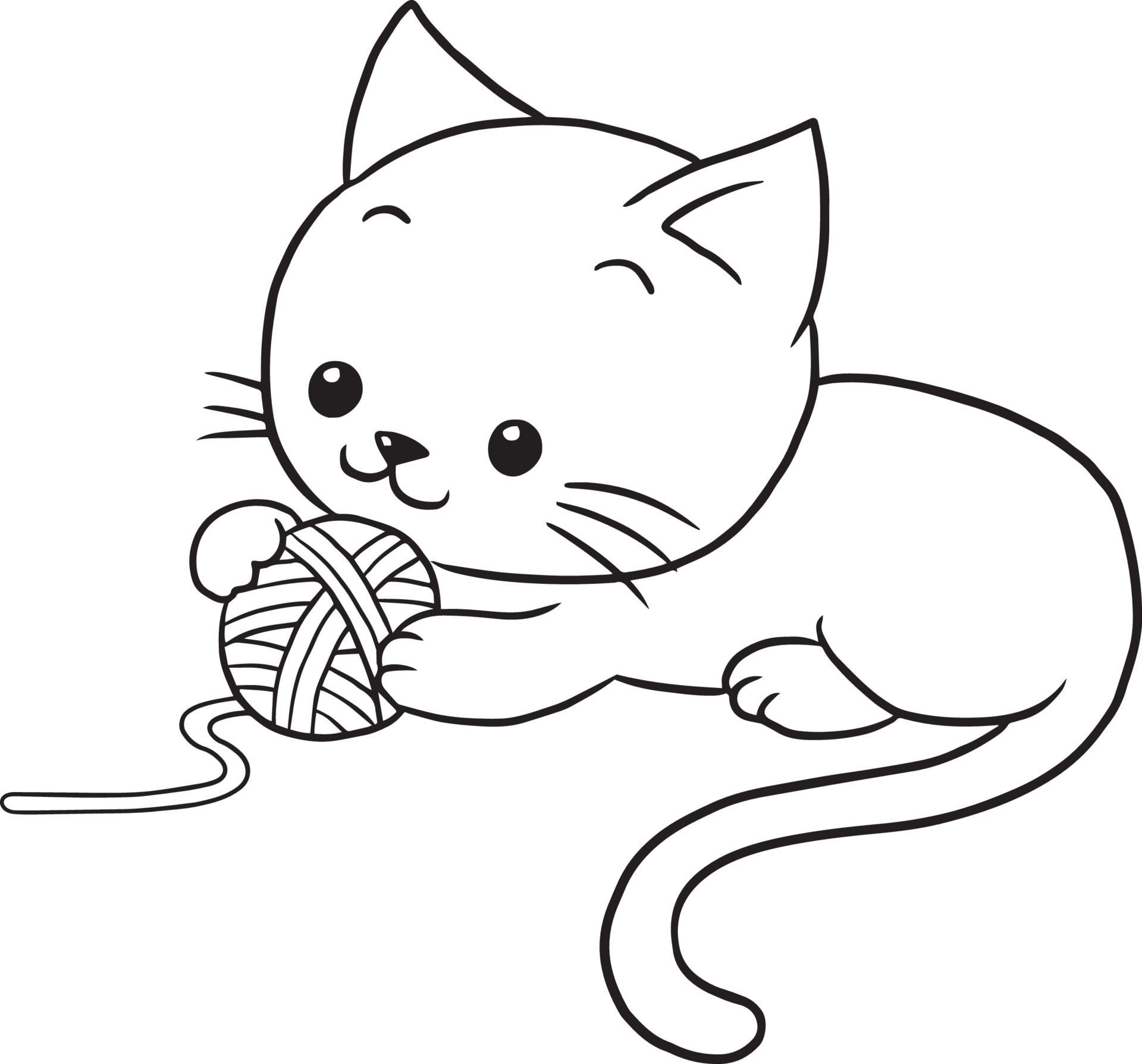 Cute Kitty Coloring Page With Happy Eyes Outline Sketch Drawing Vector, Anime  Cat Drawing, Anime Cat Outline, Anime Cat Sketch PNG and Vector with  Transparent Background for Free Download