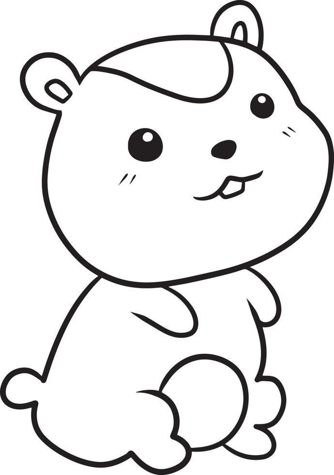 squirrel doodle cartoon kawaii anime cute coloring page vector