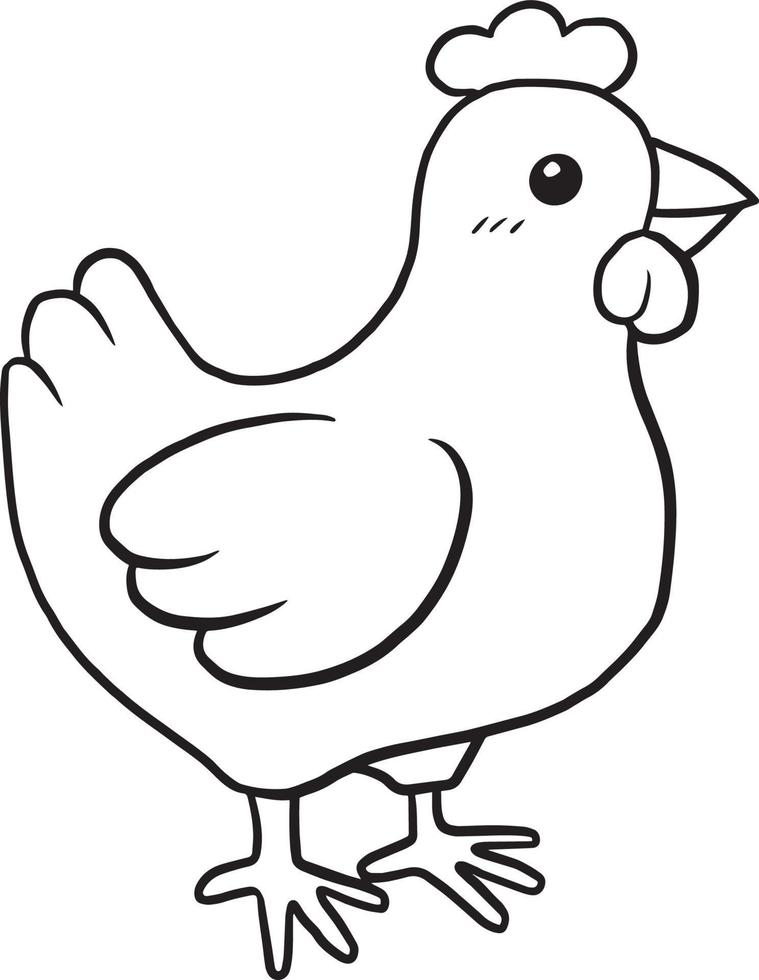 chicken doodle cartoon kawaii anime cute coloring page vector