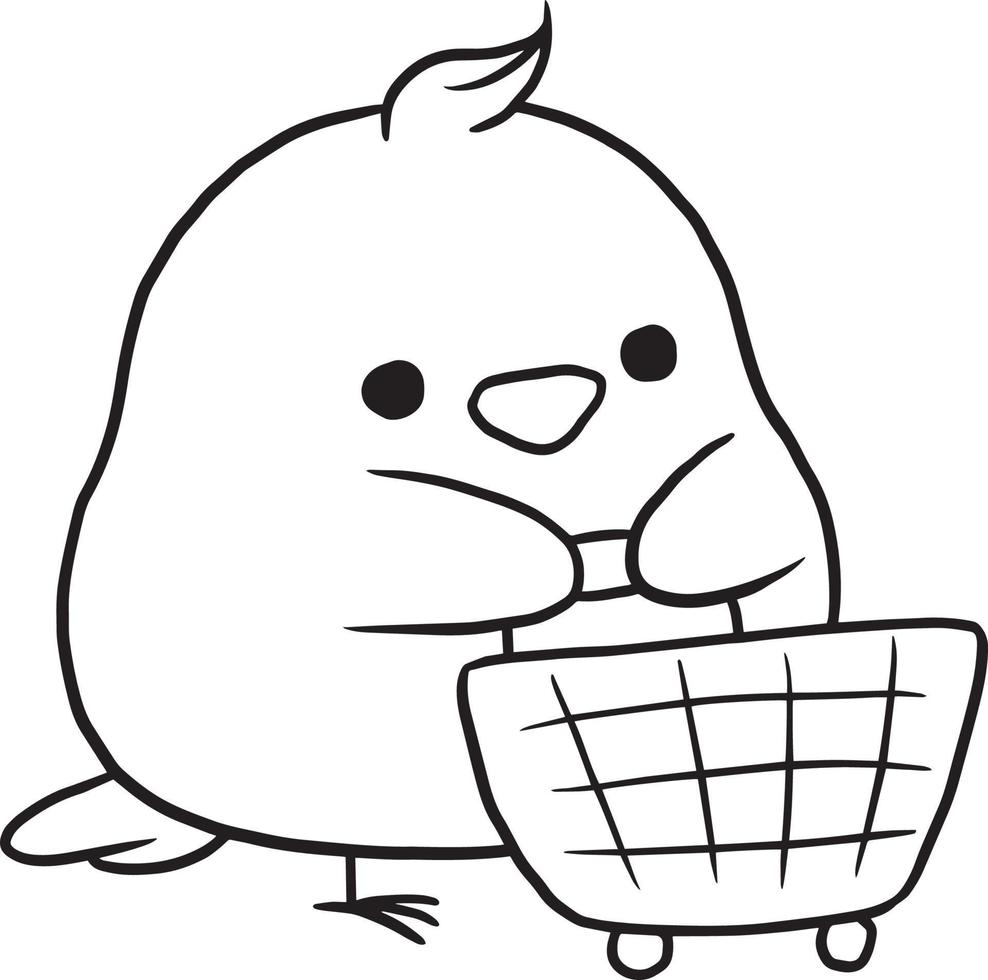 garabato dibujos animados pollo kawaii anime lindo página para colorear vector