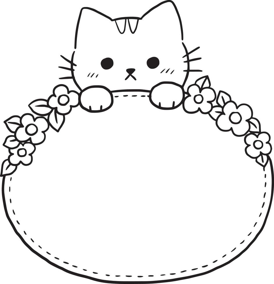 frame cartoon animal cute kawaii doodle coloring page drawing illustration clip art manga anime vector