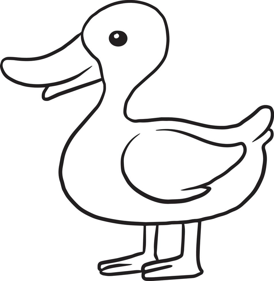 duck doodle cartoon kawaii anime cute coloring page vector