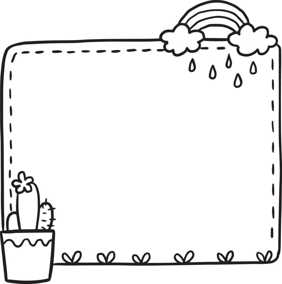 frame cartoon cute kawaii doodle coloring page drawing illustration clip art manga anime vector