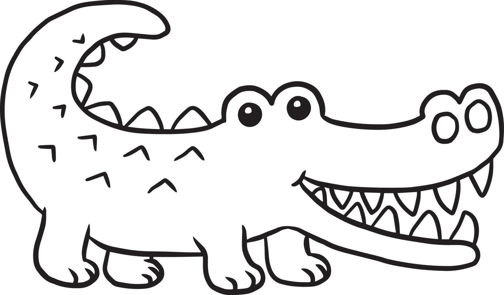 crocodile doodle cartoon kawaii anime cute coloring page vector