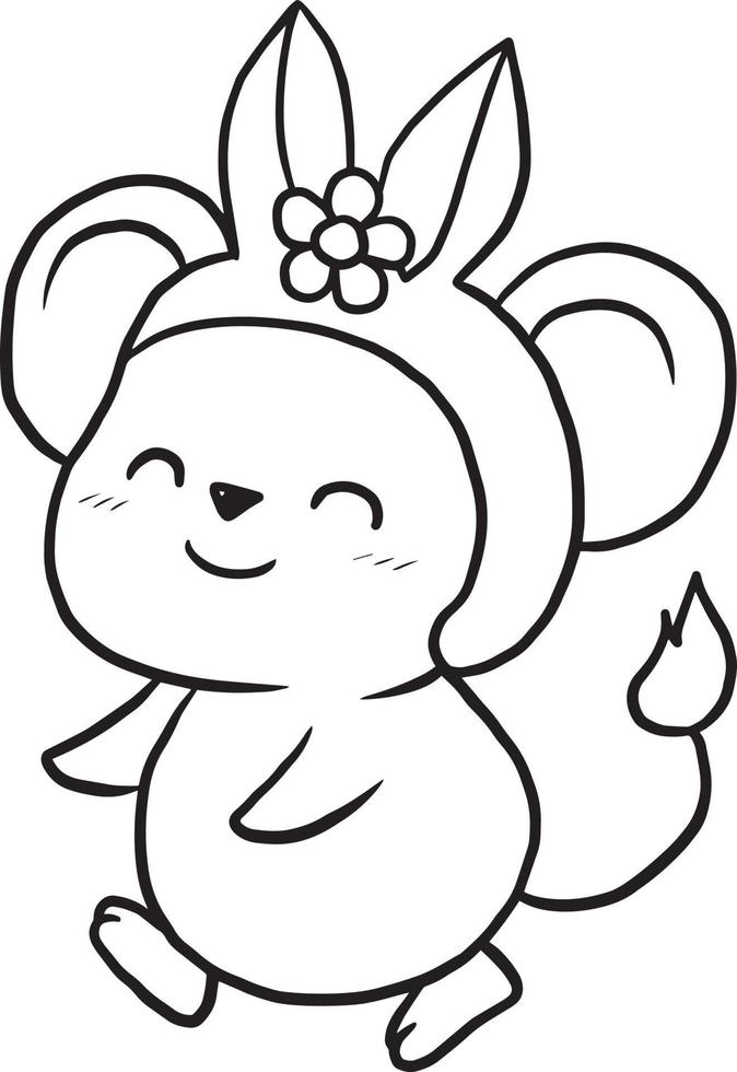 rata dibujos animados garabato kawaii anime lindo página para colorear vector