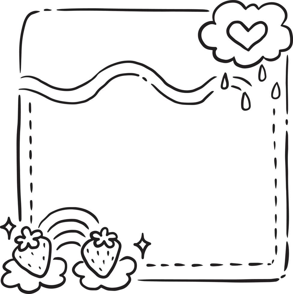 frame cartoon cute kawaii doodle coloring page drawing illustration clip art manga anime vector