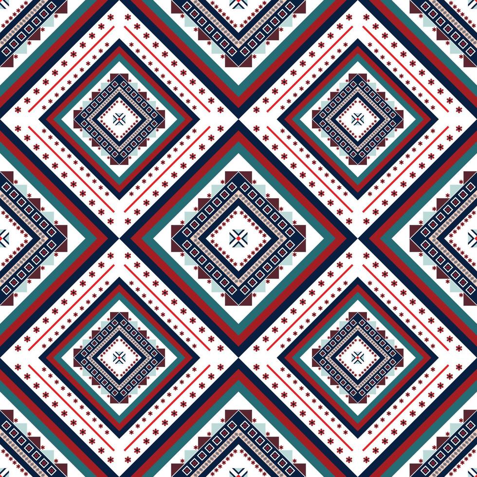 Ethnic geometric pattern design for background or wallpaper. tribal pattern vector seamless.  Ethnic fabric texture.art print.for home textile,blanket,cushion, clothing and backdrop.red blue tones
