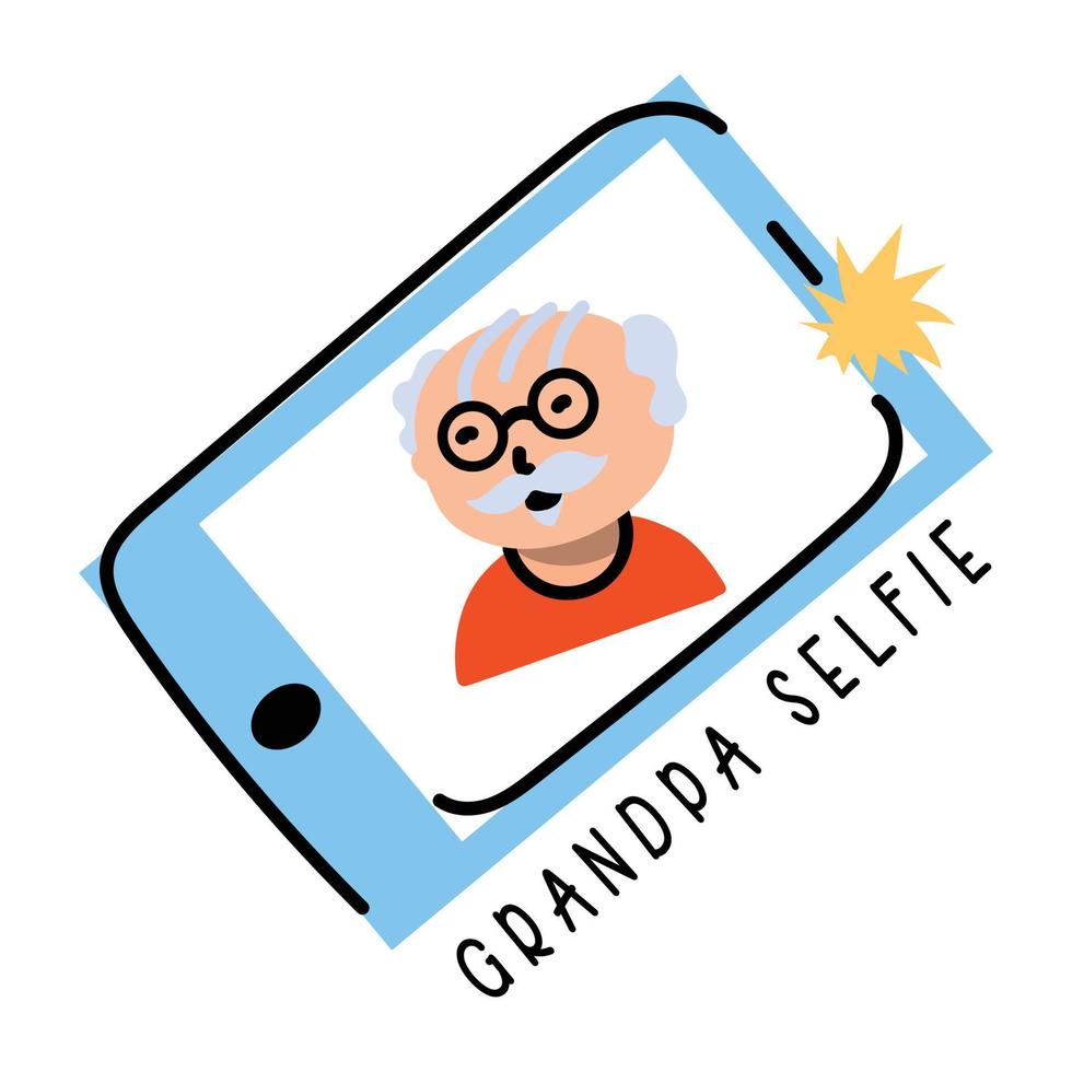 A grandpa selfie flat icon design vector