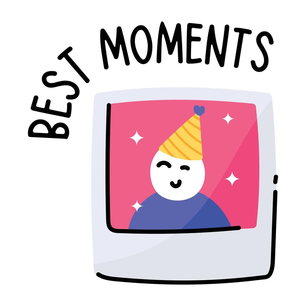 Best moment doodle sticker, customizable design vector