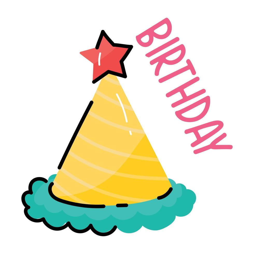 Premium doodle sticker of birthday cap vector