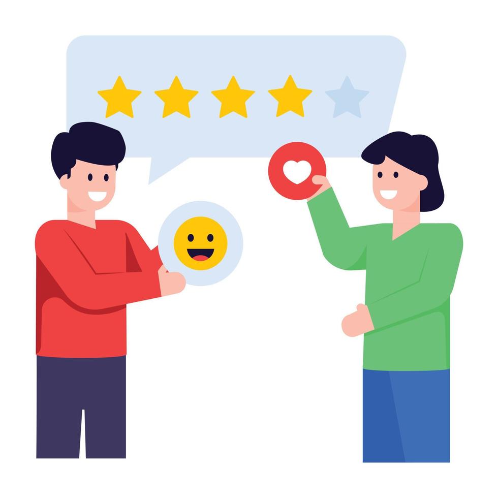 A trendy flat illustration of customer reviews vector