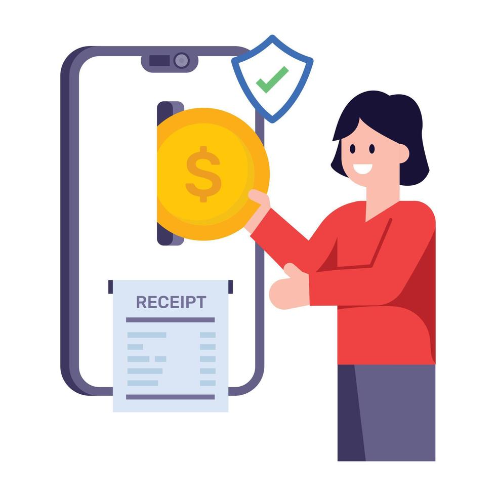 A flat modern illustration of mobile payment vector