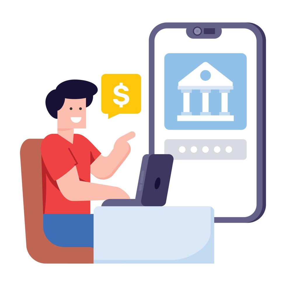 A flat modern illustration of mobile payment vector