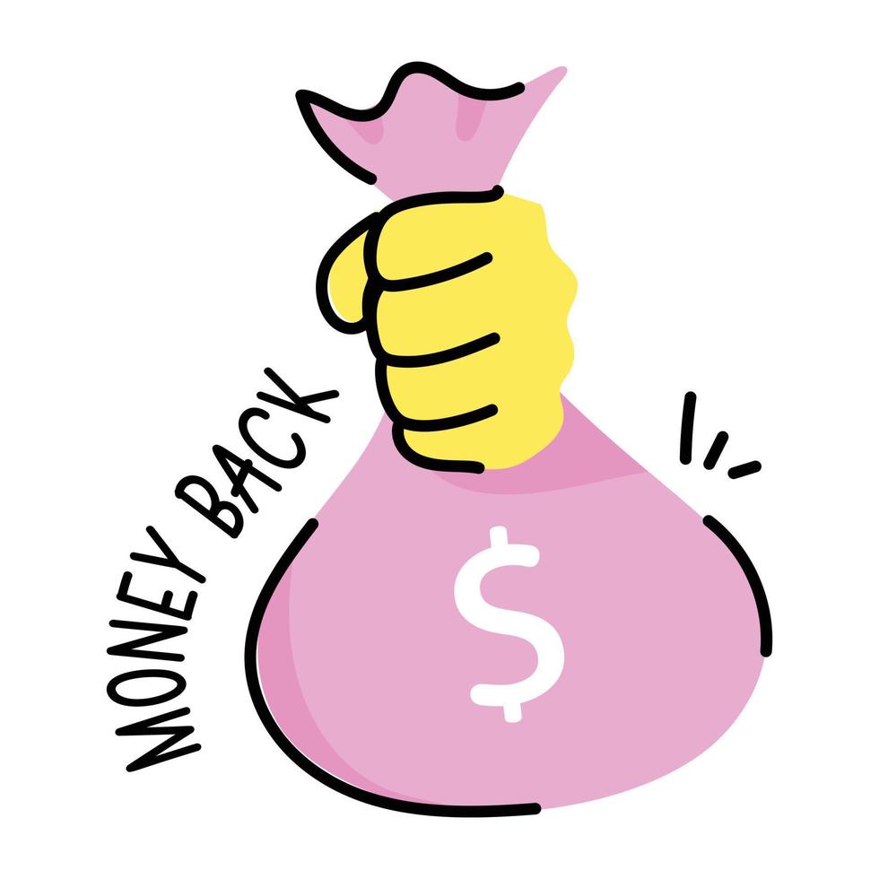 Get this flat sticker icon of money sack vector