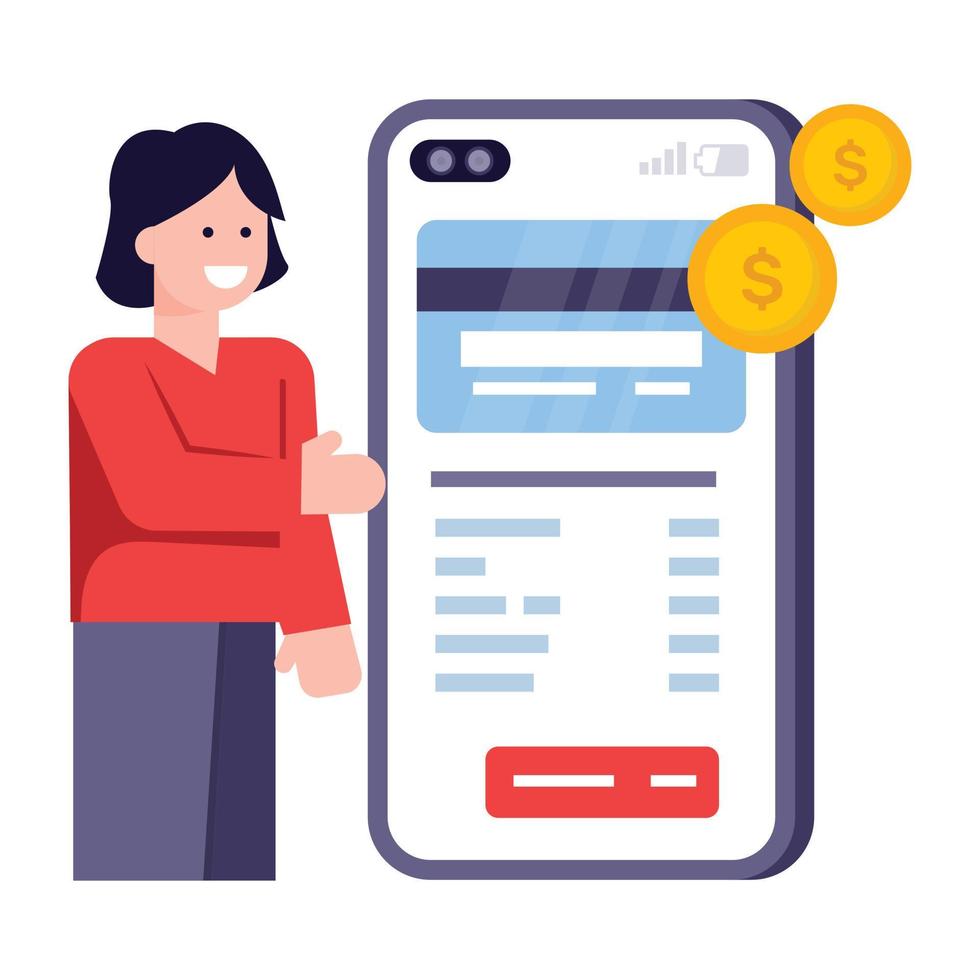 A flat modern illustration of mobile payment vector