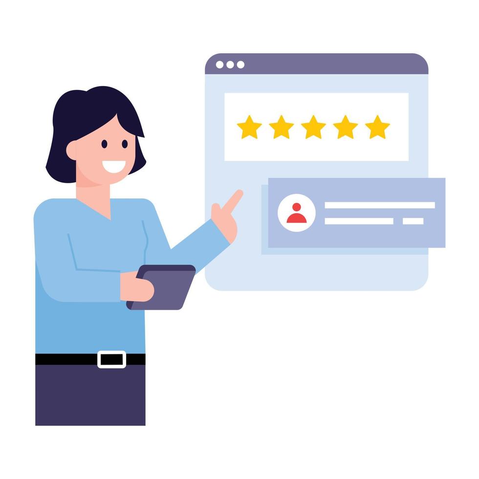 A trendy flat illustration of customer reviews vector