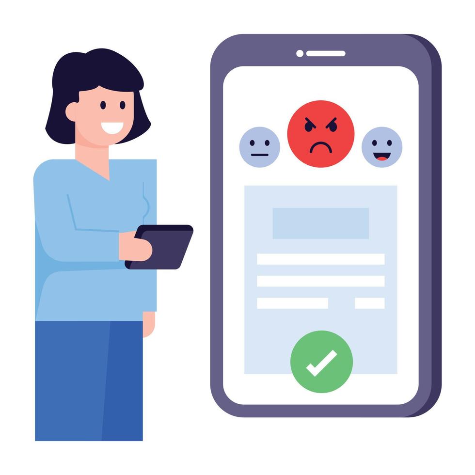 A trendy flat illustration of customer reviews vector