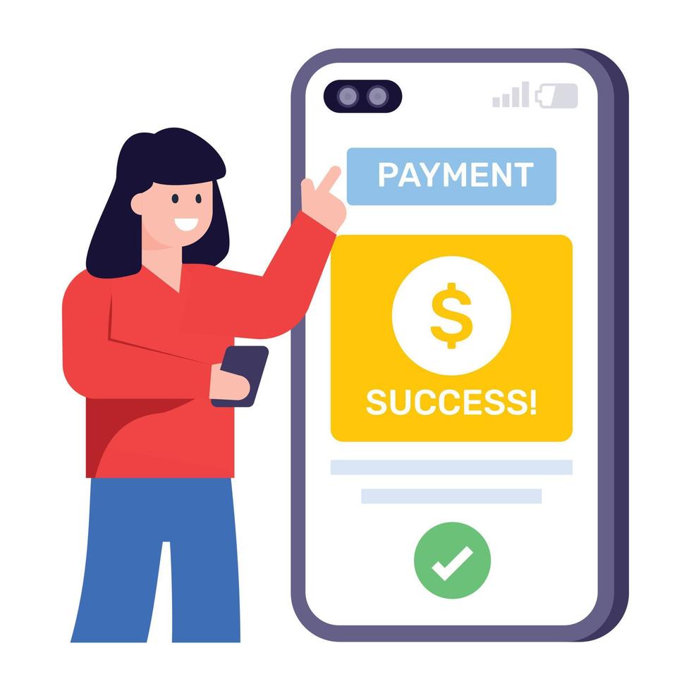 A flat modern illustration of mobile payment vector